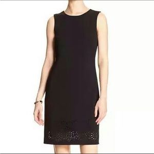 Black Banana Republic Shift Work Dress laser cut out details on bottom
